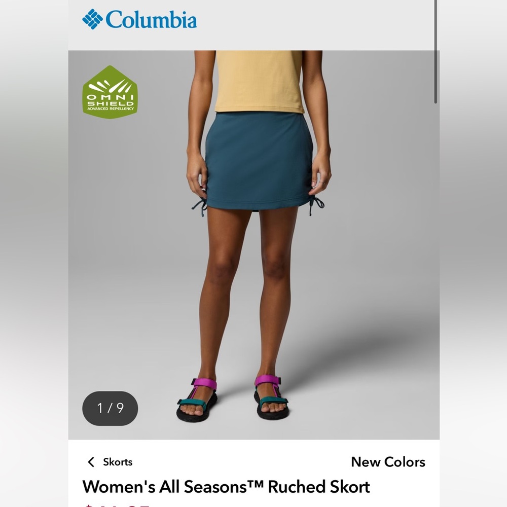 Columbia Ruched Active Skort with Pockets & Side Ties